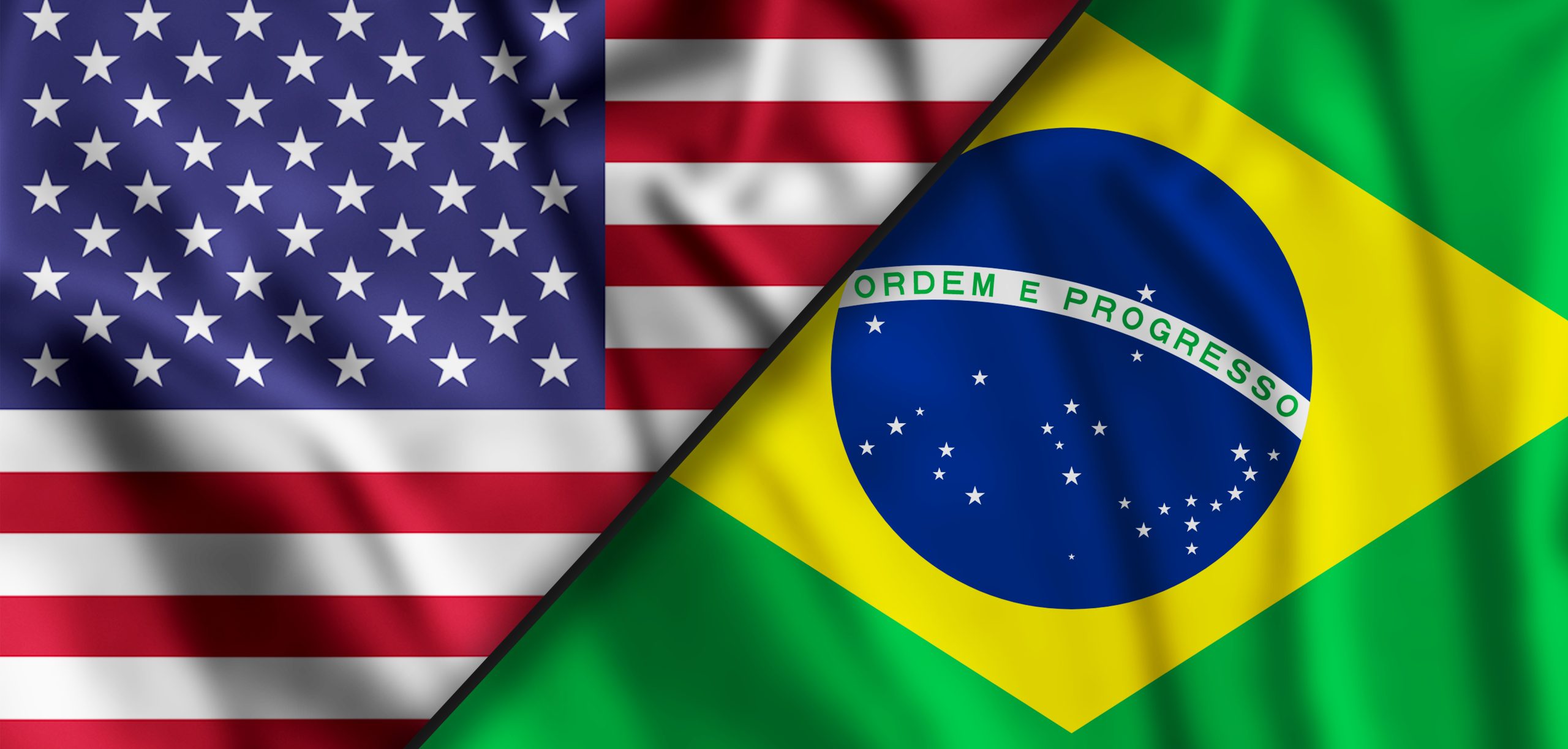 Bandeiras dos EUA e Brasil